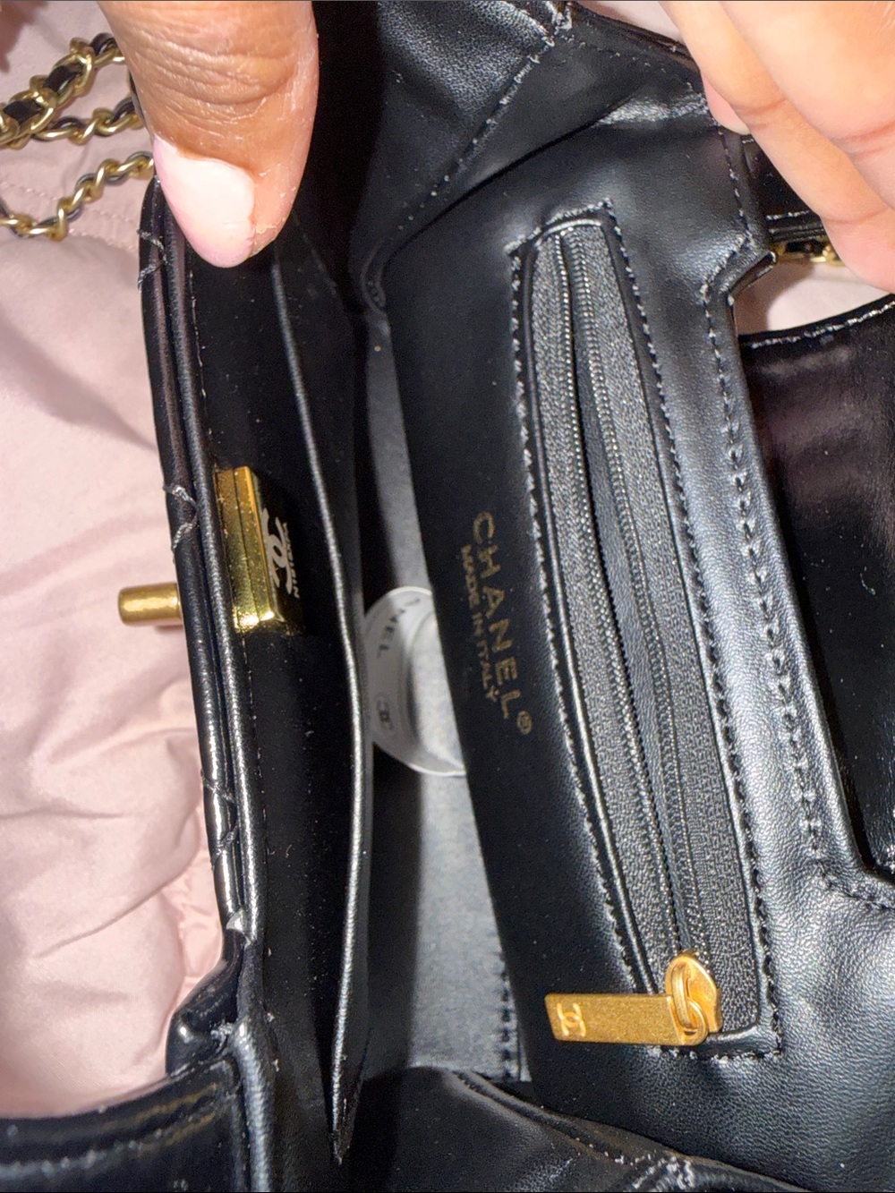 CHANEL Black Quilted Mini Top Handle Bag with Gold Chain - Picture 3 of 7